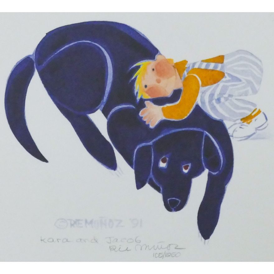 Rie Munoz "Kara & Jacob" 1991 Signed Print 8.75" x 10.25" Sheet.
