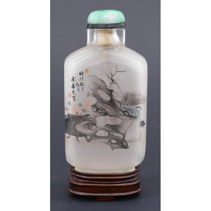 Zhou Leyuan Attr. Landscape Reverse Painted Snuff Bottle