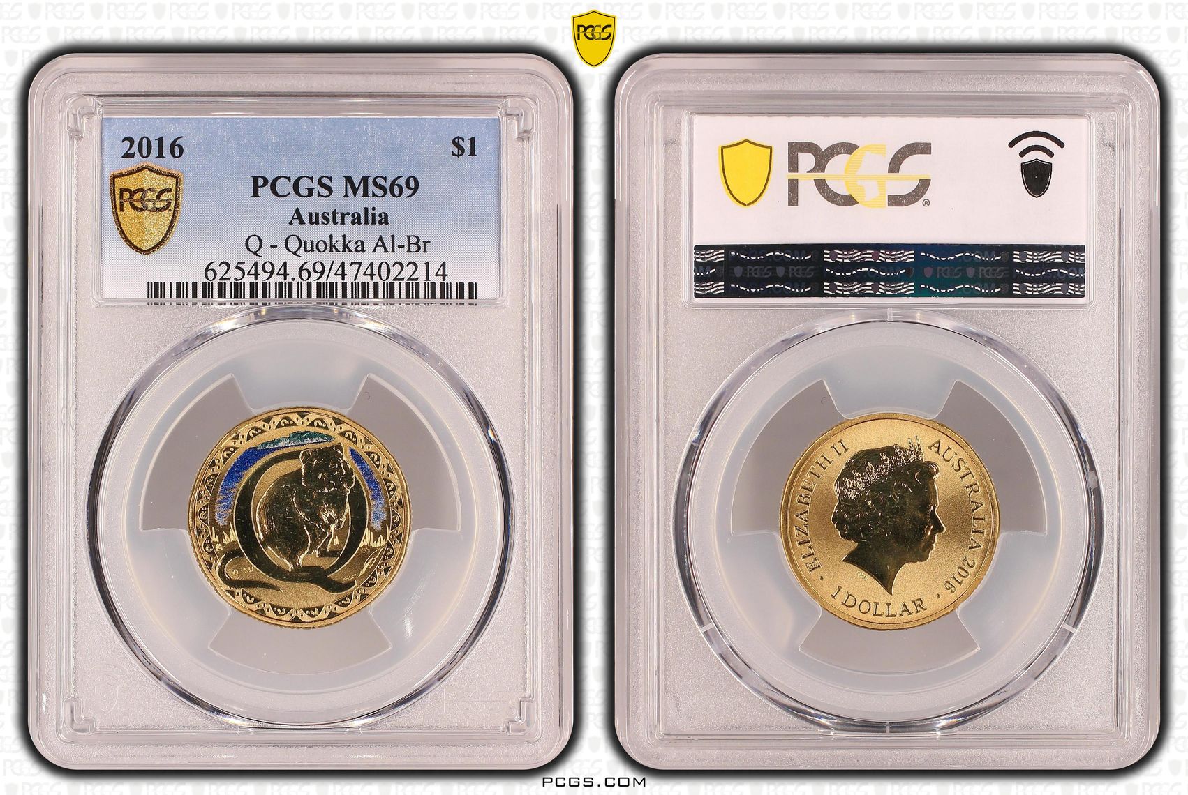 Q - Quokka Al-Br, One Dollar, 2016 POP Report 11/0, PCGS MS 69