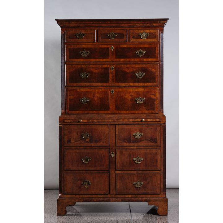 An English 18th Century walnut chest on chest