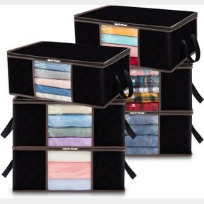 35L X 6 LIFEWIT CLOTHES STORAGE BAG FOLDABLE ORGANIZER BIN WITH REINFORCED HANDLE STURDY BREATHABLE FABRIC CLEAR WINDOW FOR SWEATE