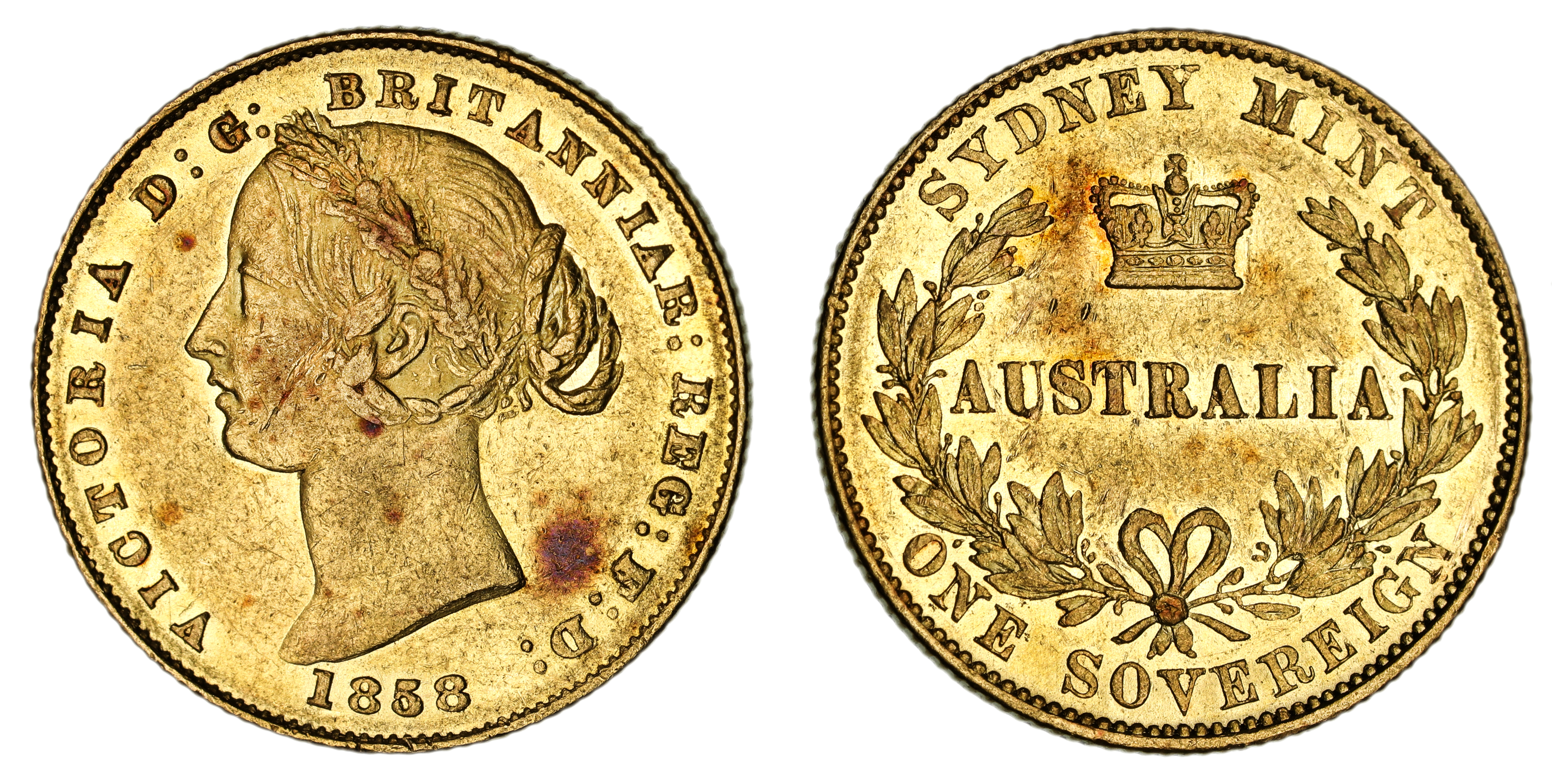 Victoria, Sydney Mint Reverse - Type II, Sovereign, 1858, gVF