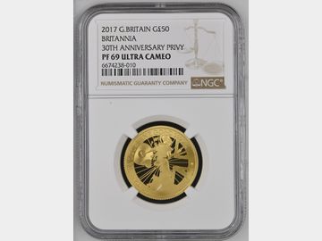2017 ELIZABETH II BRITANNIA PROOF 1/2oz GOLD 50 POUND PF69 UCAM