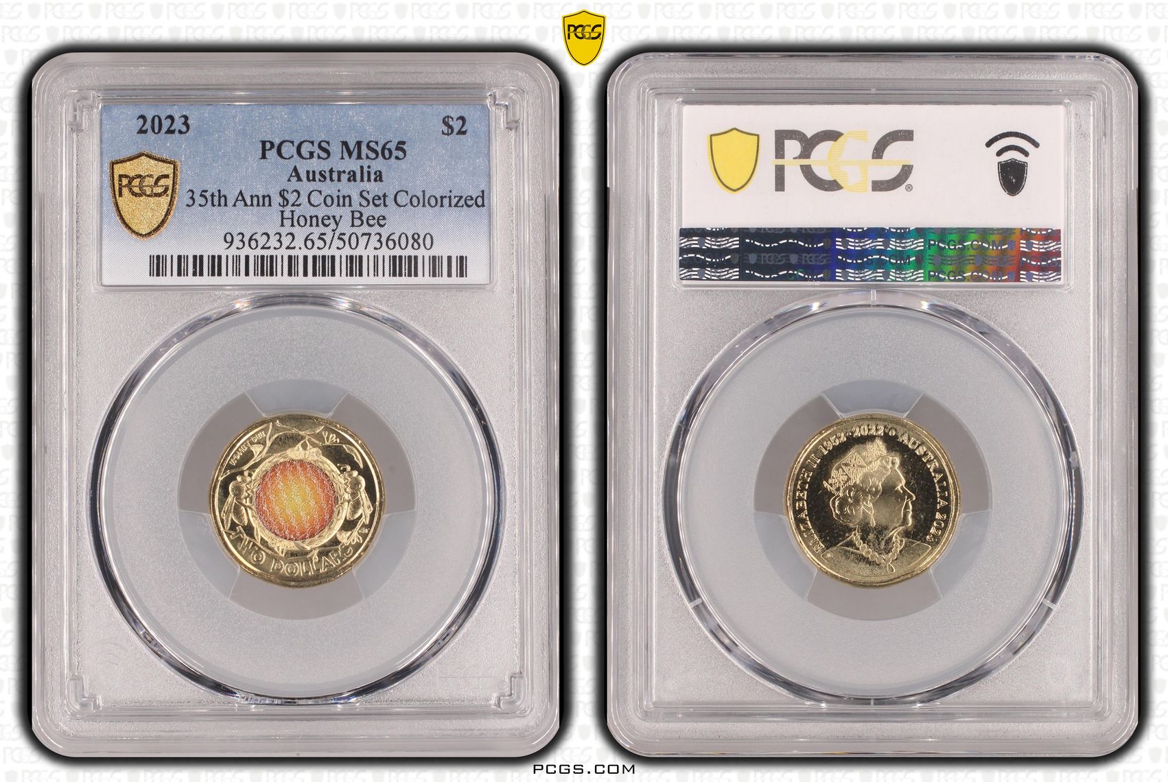 35th Ann $2 Coin Set Colorized Honey Bee , Two Dollar, 2023, PCGS MS65