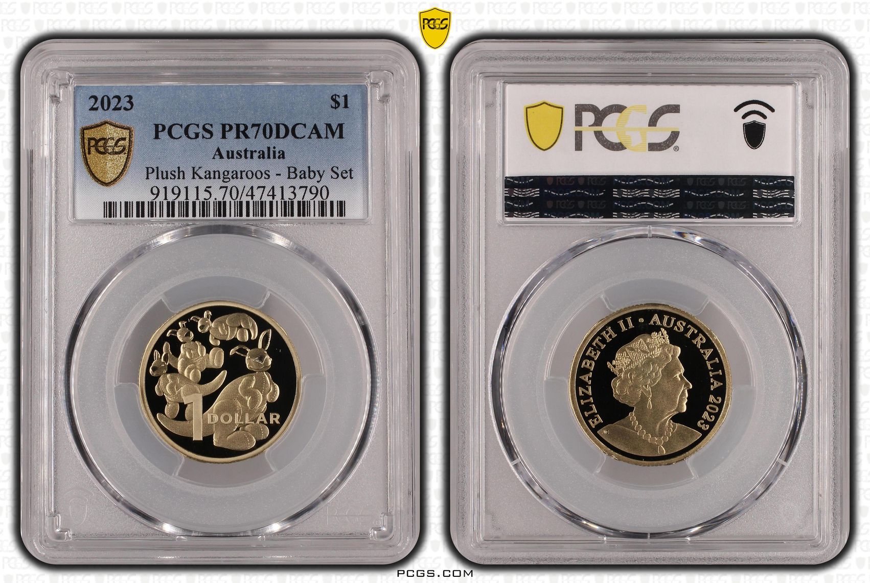 Plush Kangaroos - Baby Set, One Dollar, 2023, PCGS PR70DCAM