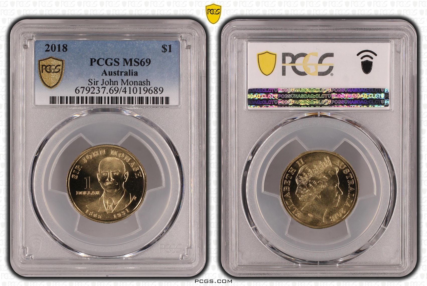 2018 Australia One Dollar, $1 Sir John Monash PCGS - MS69 POP 23/0 -689