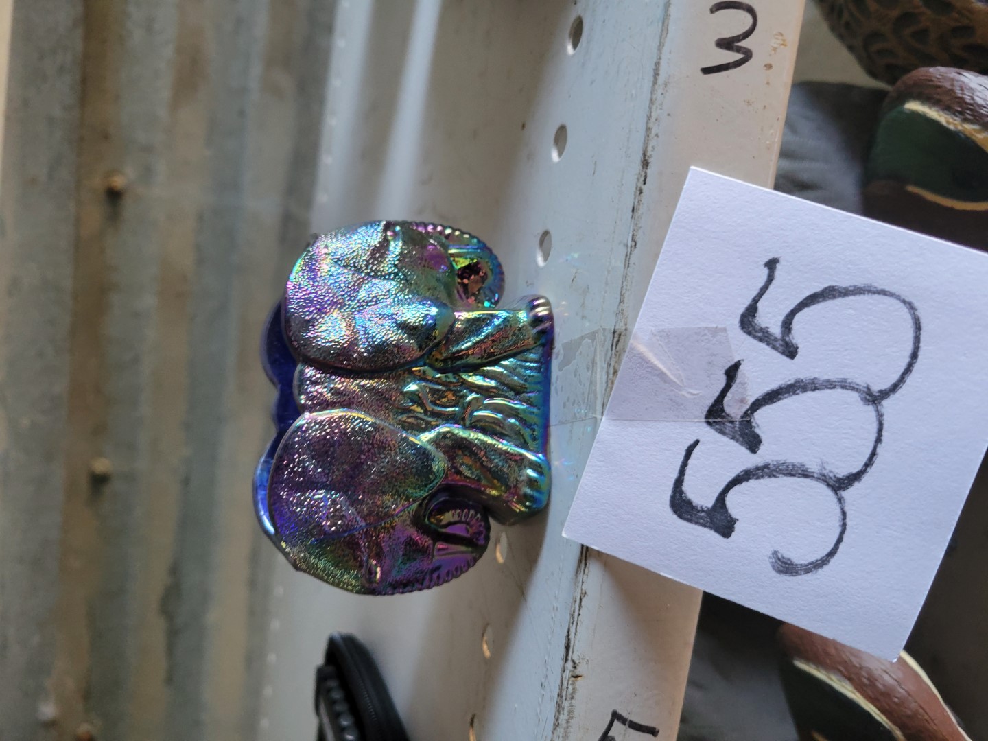 Carnival glass elephant tooth pick holder Midwest Auctions, LLC