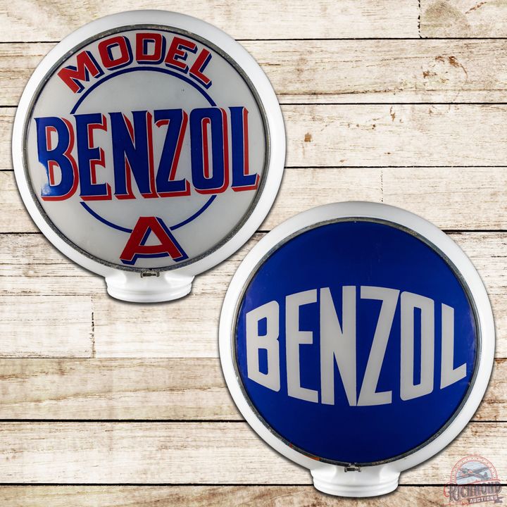 Ford Model A Benzol & Benzol 13.5" Lenses w/ Gill Gas Pump Globe Body
