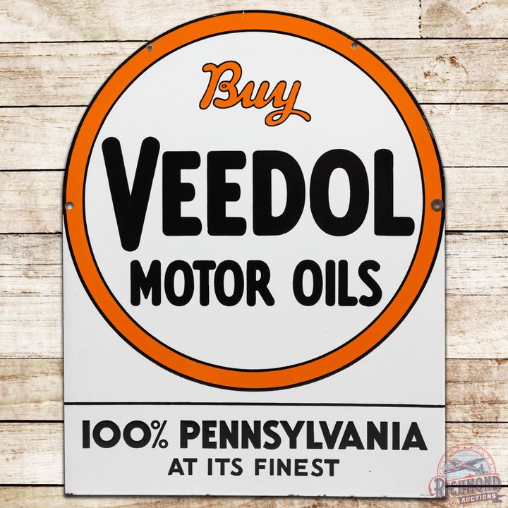 1937 Buy Veedol Motor Oils DSP Tombstone Sign - 9