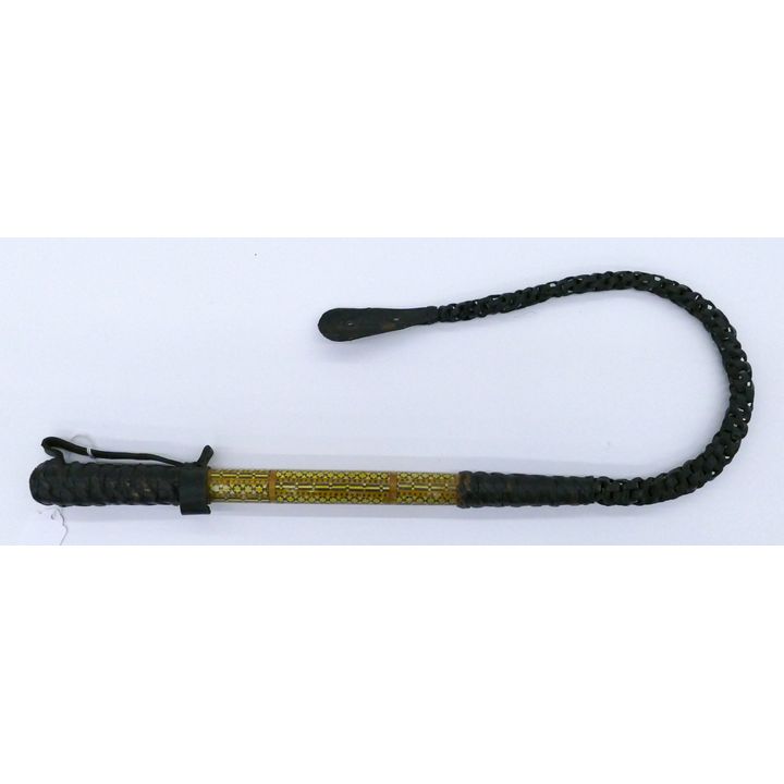 Turkish Inlaid Leather Horseman's Quirt or Whip 36''