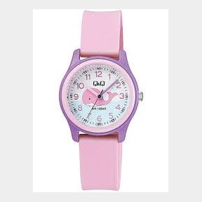 Q Q Kids Plastic Fashion Watch - Pink Strap - Bar 4966006854725 - 51746/1284