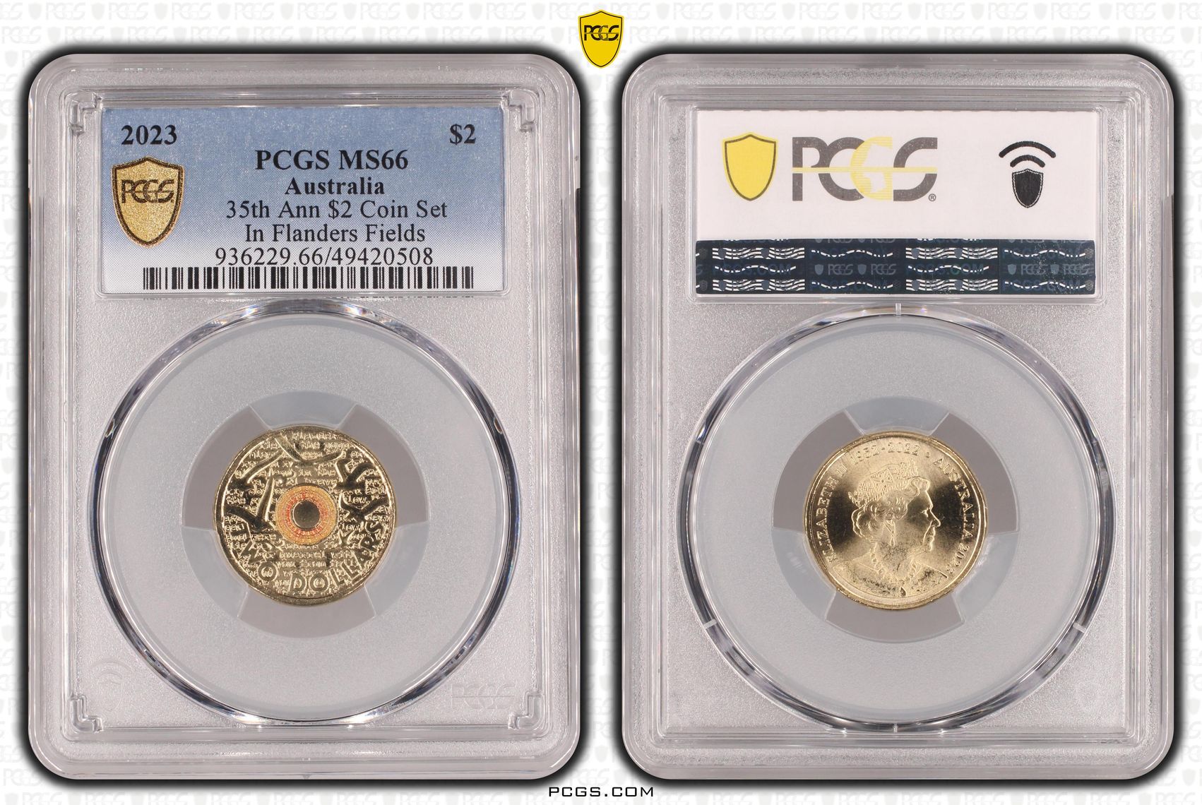 Elizabeth II, 35th Ann $2 Coin Set In Flanders Fields, Two Dollar, 2023, PCGS MS66