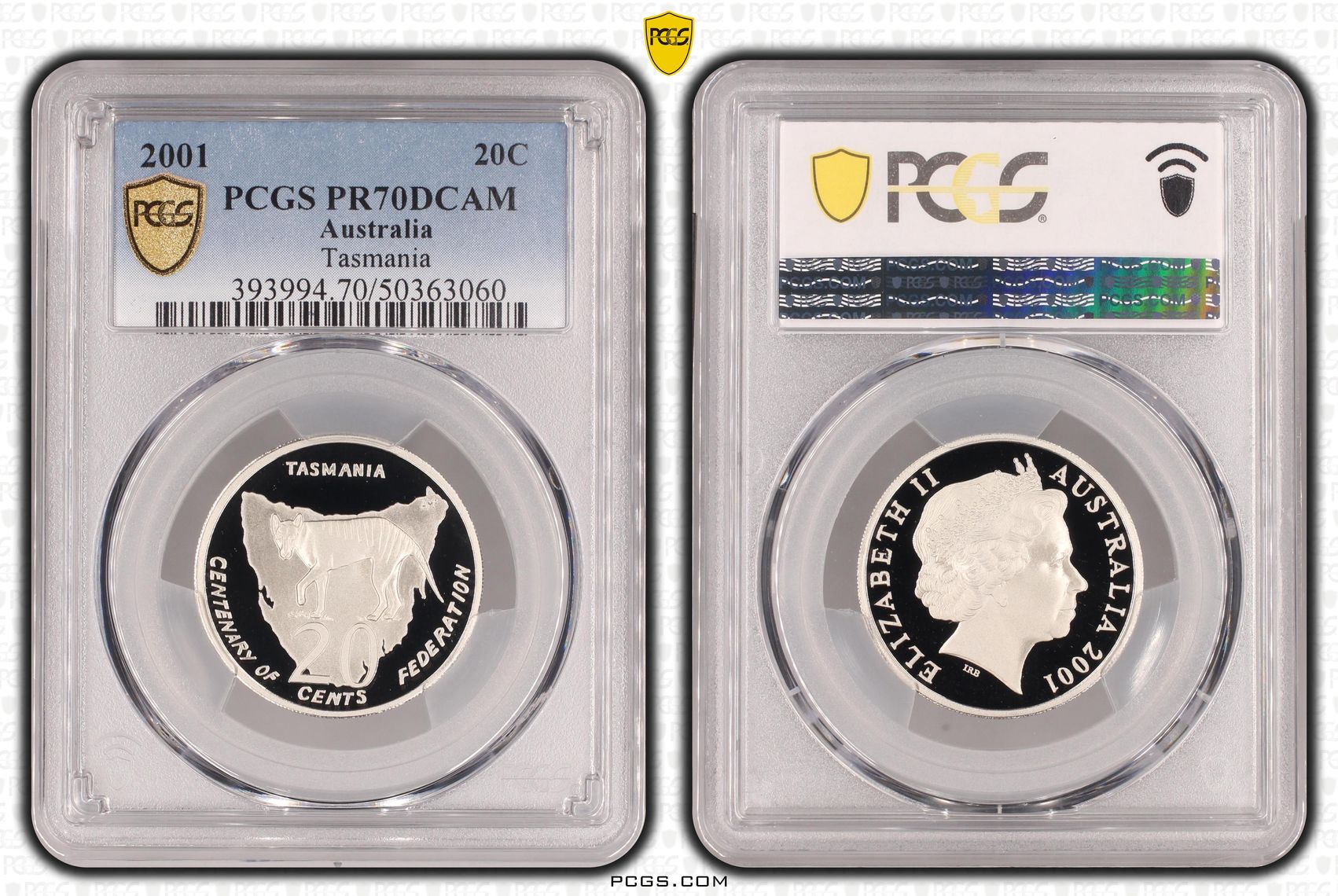 Tasmania, Twenty Cent, 2001, PCGS PR70DCAM