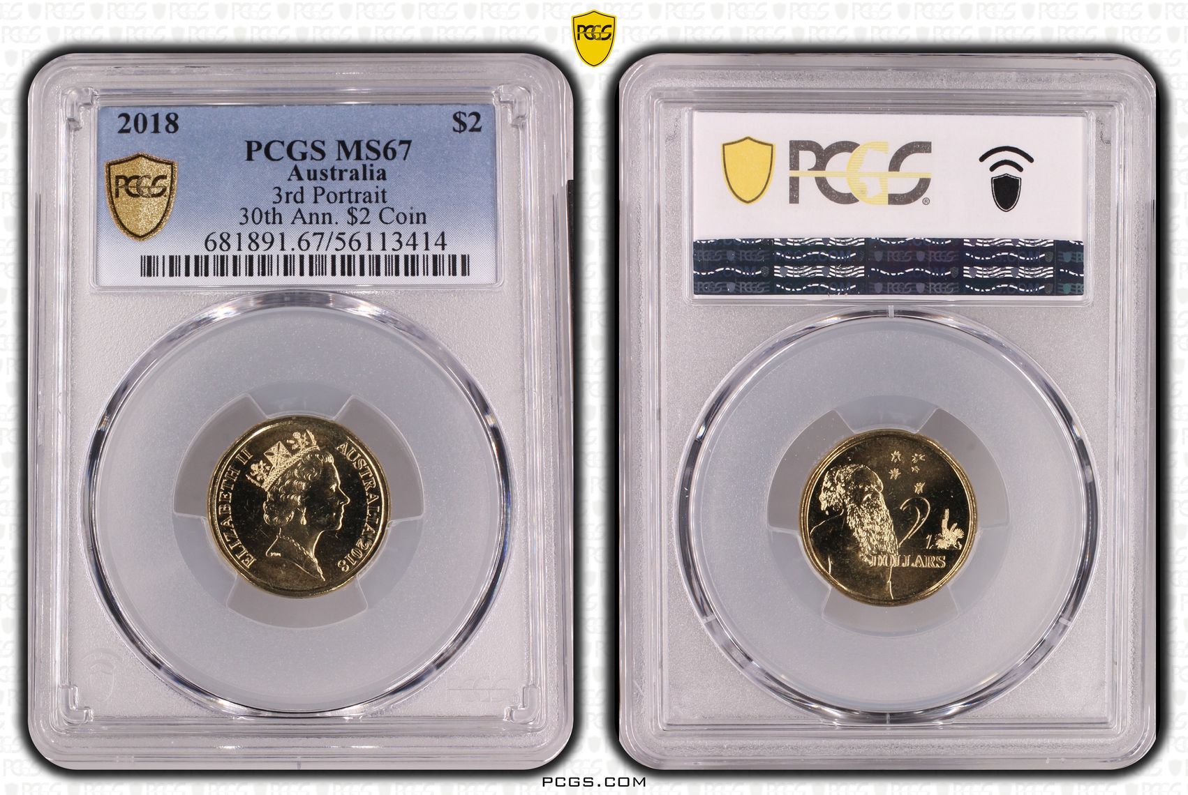 3rd Portrait 30th Ann. $2 Coin, Two Dollar, 2018, MS67