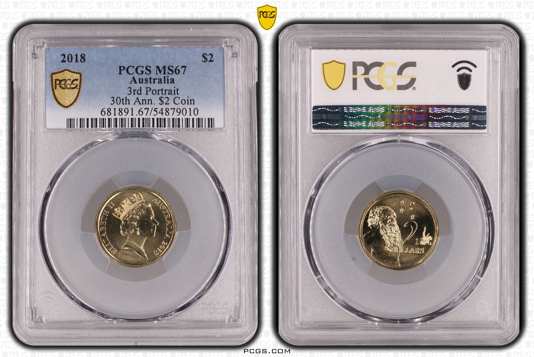 3rd Portrait 30th Ann. $2 Coin, Two Dollar, 2018, PCGS MS67