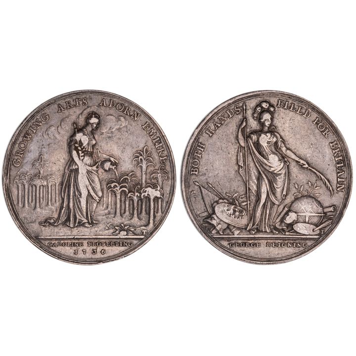 Great Britain, George II, Jernegan's Lottery, Silver Medal, 1736, gVF