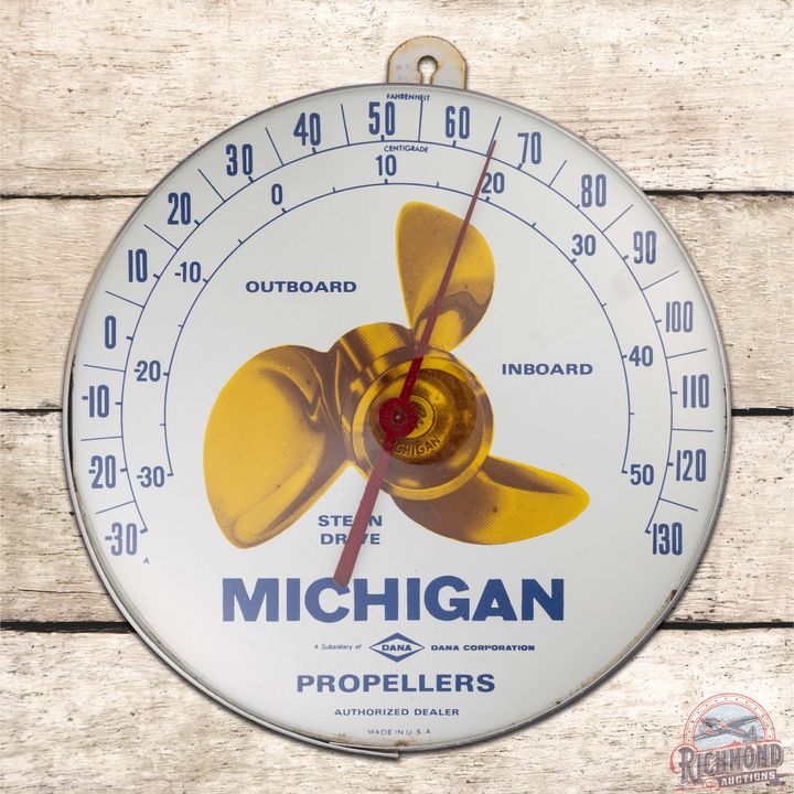 Nice Michigan Outboard Inboard Stern Drive Propellers 12" Advertising Thermometer