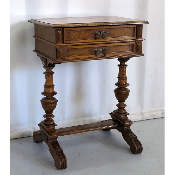 WALNUT TWO-DRAWER SIDE TABLE