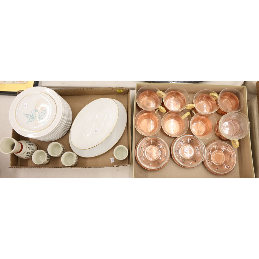 2 Boxes Copper Cup/Saucers & Dishes etc.