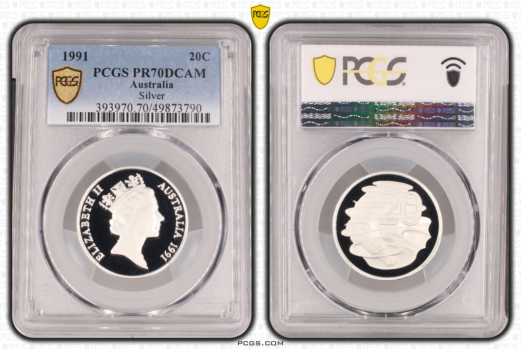 Silver, Twenty Cent, 1991, PCGS PR70DCAM