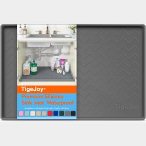 TIGEJOY UNDER SINK MAT 22" X 19" - SILICONE MAT IN KITCHEN AND BATHROOM ORGANIZERS AND STORAGE, WATERPROOF PROTECTOR FOR DRAWER SH