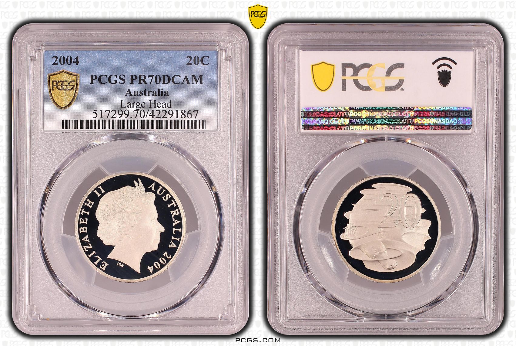 2004 Australia Twenty Cent, 20c Large Head PCGS - PR70DCAM POP 12/0 -867