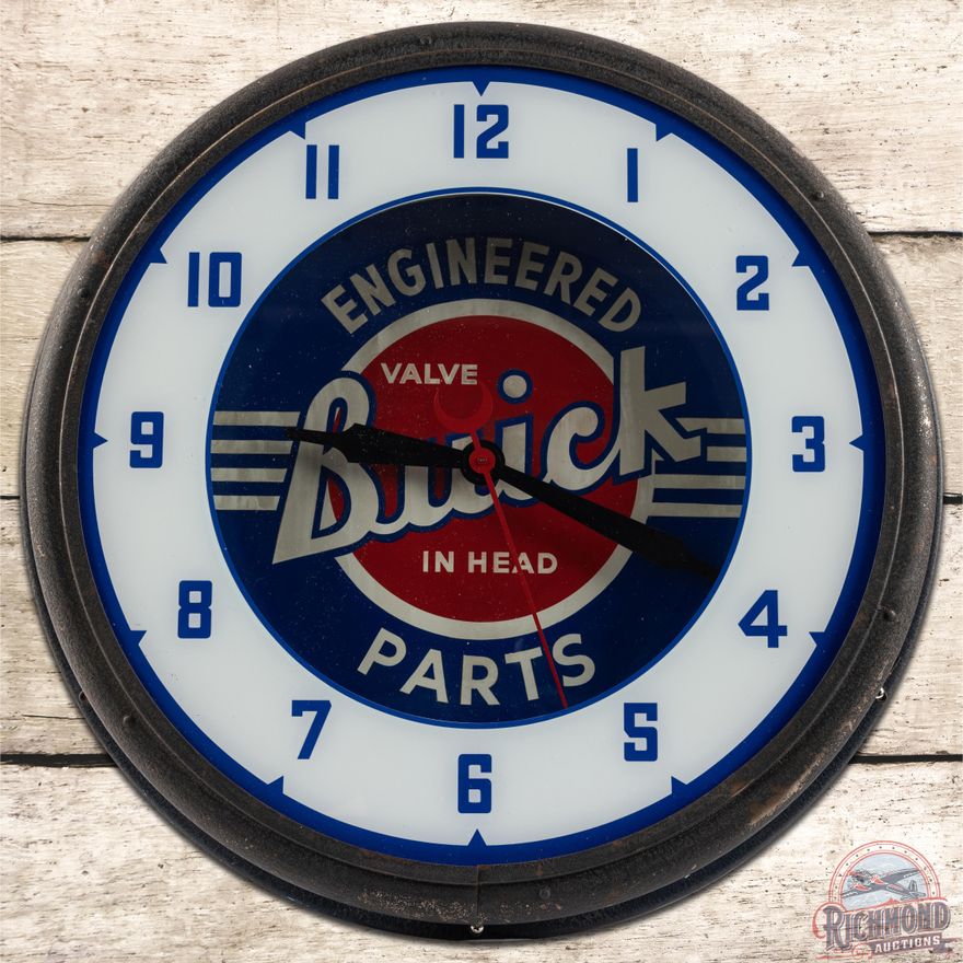 Buick Valve In Head Engineered Parts Neon Advertising Clock - 8.5