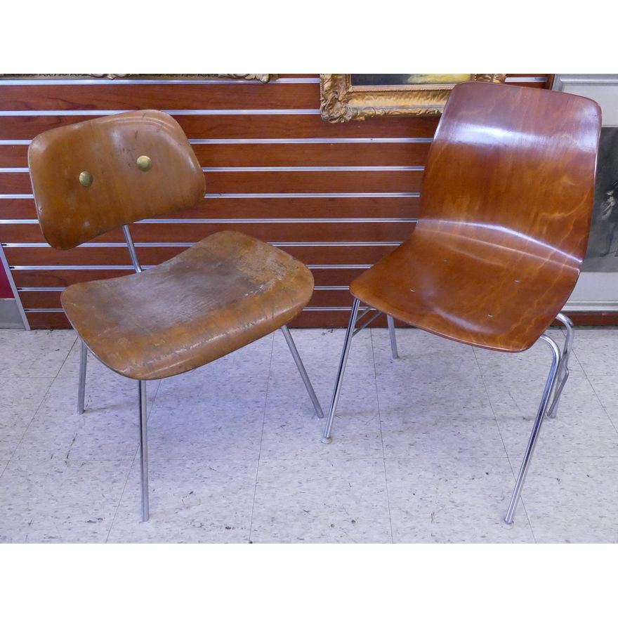 2pc MCM Sidechairs- Eames (As IS), Etc- 30'' tall