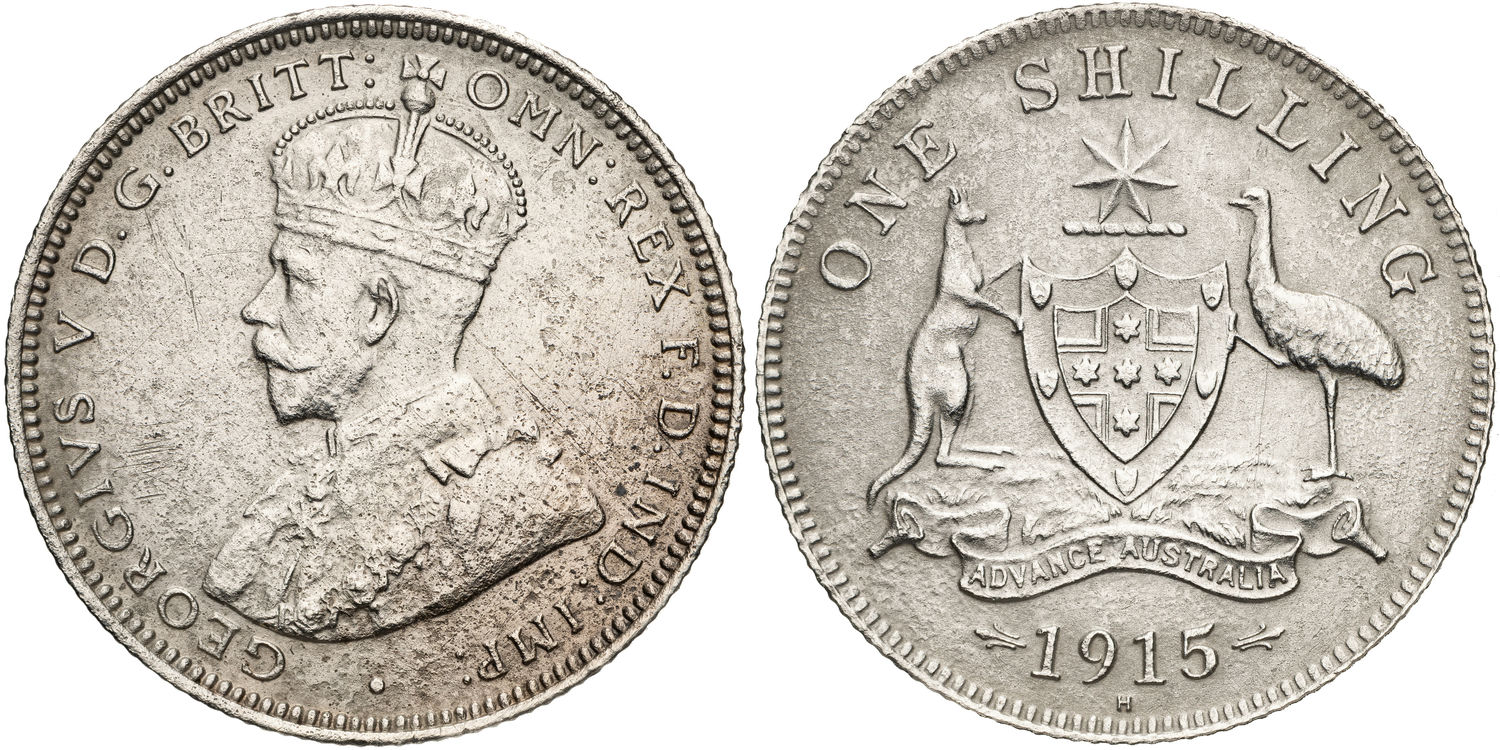 George V, Shilling, 1915-H, EF