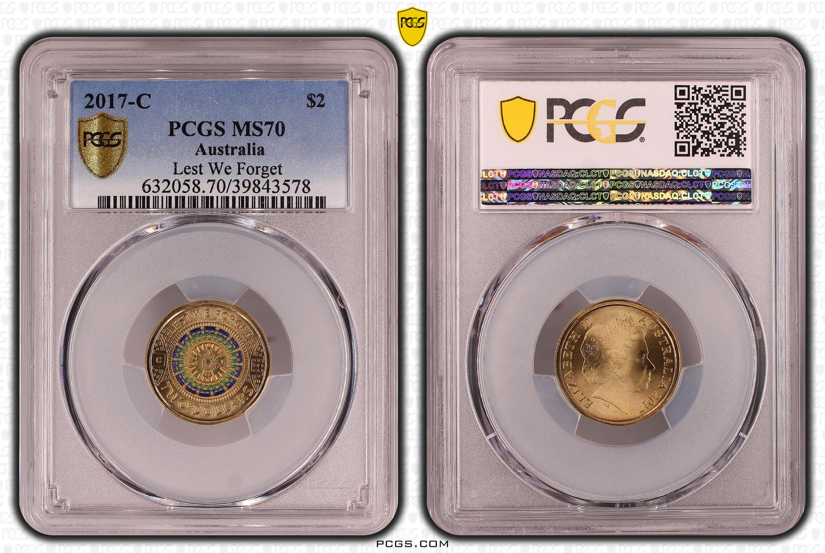 Lest We Forget Colorized, Two Dollar, 2017-C, PCGS MS70