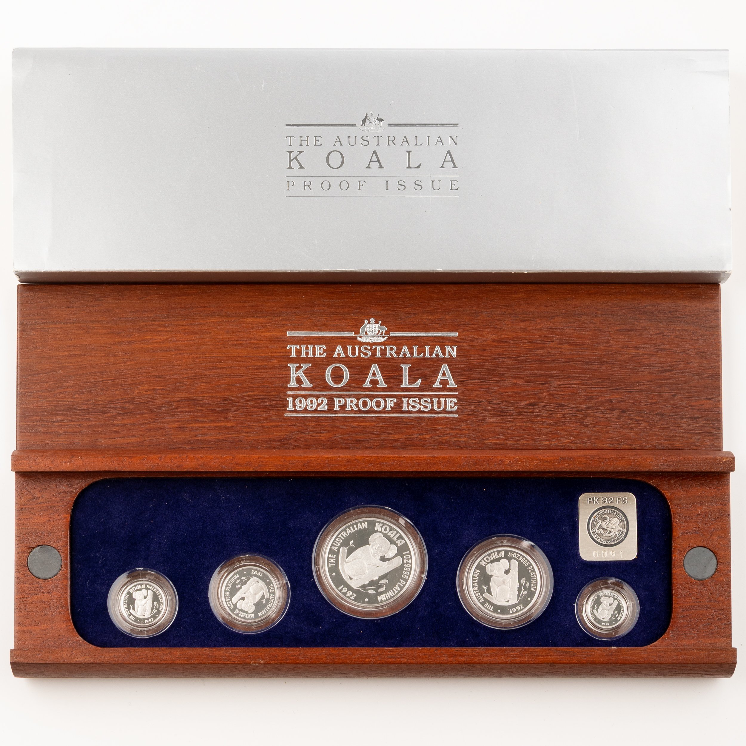 Elizabeth II, Koala Platinum Proof Set, One Dollar - One Hundred Dollars, 1992, FDC