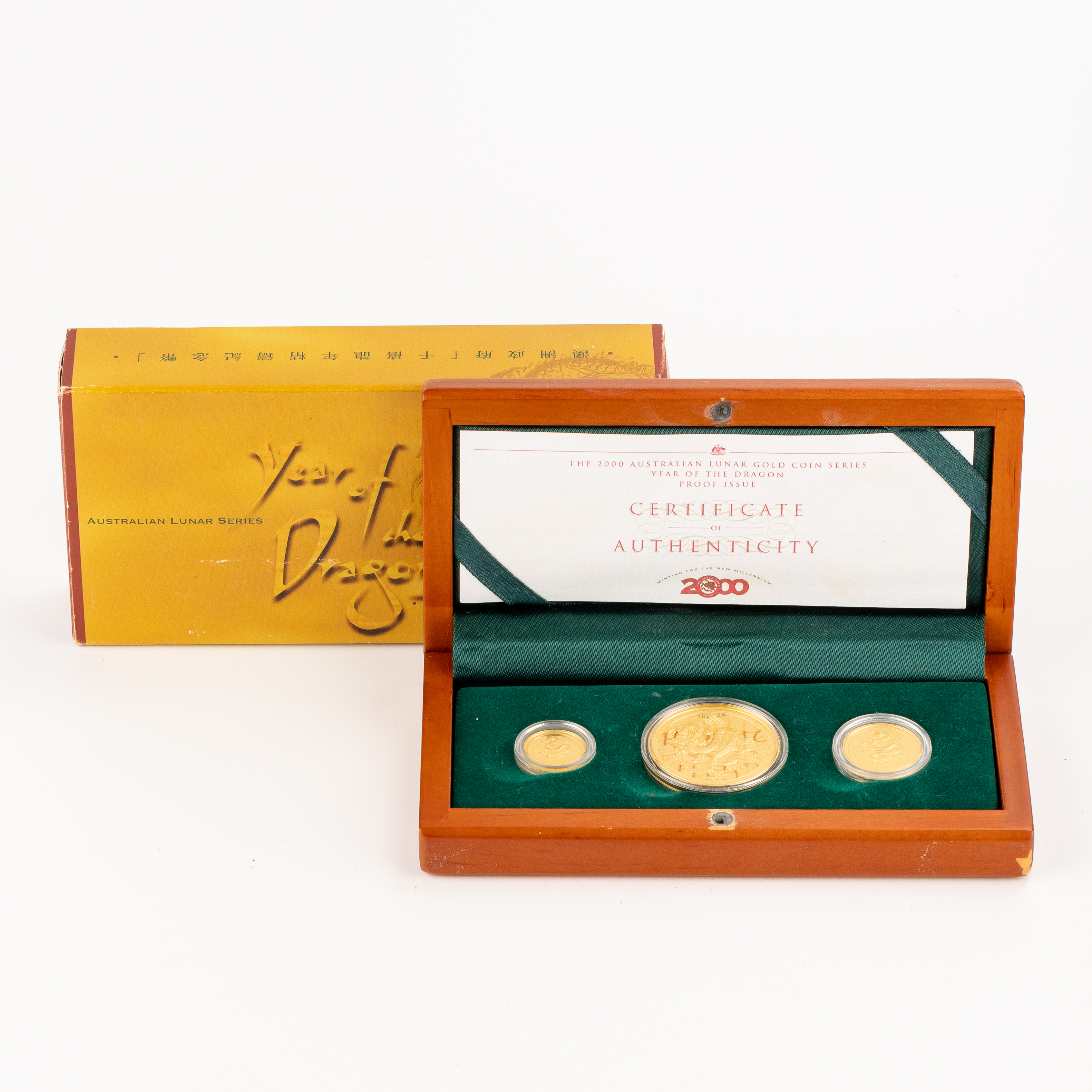 Year of the Dragon 1oz, 1/4oz & 1/10oz Gold Three-Coin Set, 2000