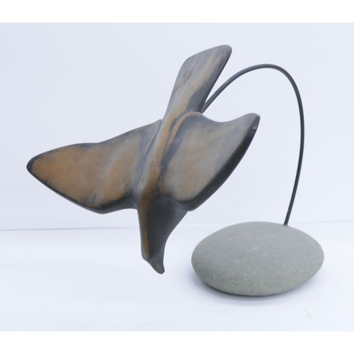 Frank Evans Seagull Wood & Stone Sculpture- 15x21''