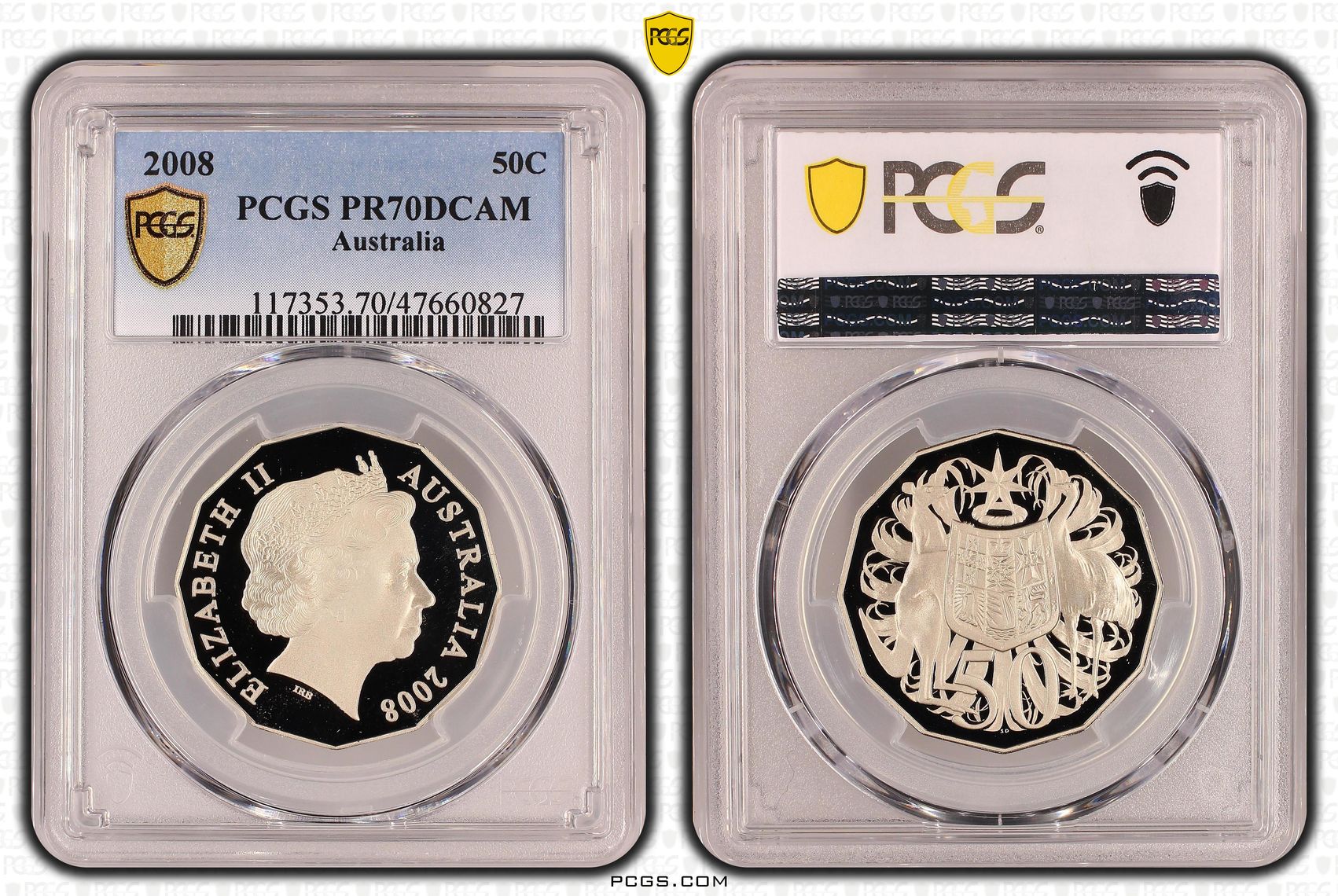 Elizabeth II, Fifty Cent, 2008, PCGS PR70DCAM
