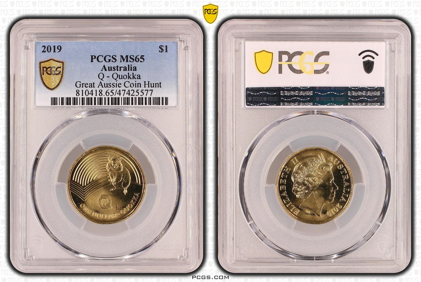 Q - Quokka Great Aussie Coin Hunt, One Dollar, 2019, PCGS MS 65
