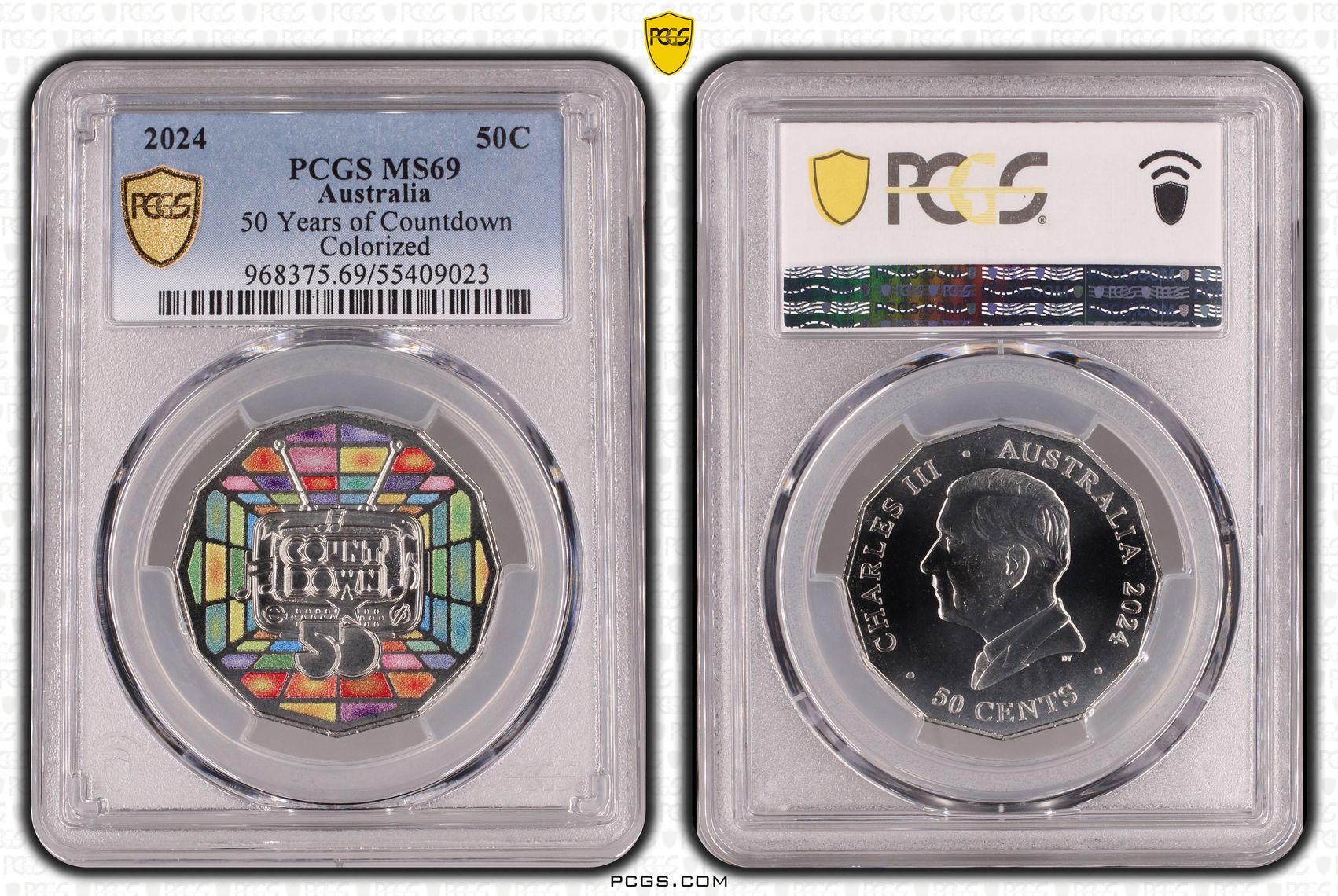 50 Years of Countdown - Colorized, Fifty Cent, 2024, PCGS MS69
