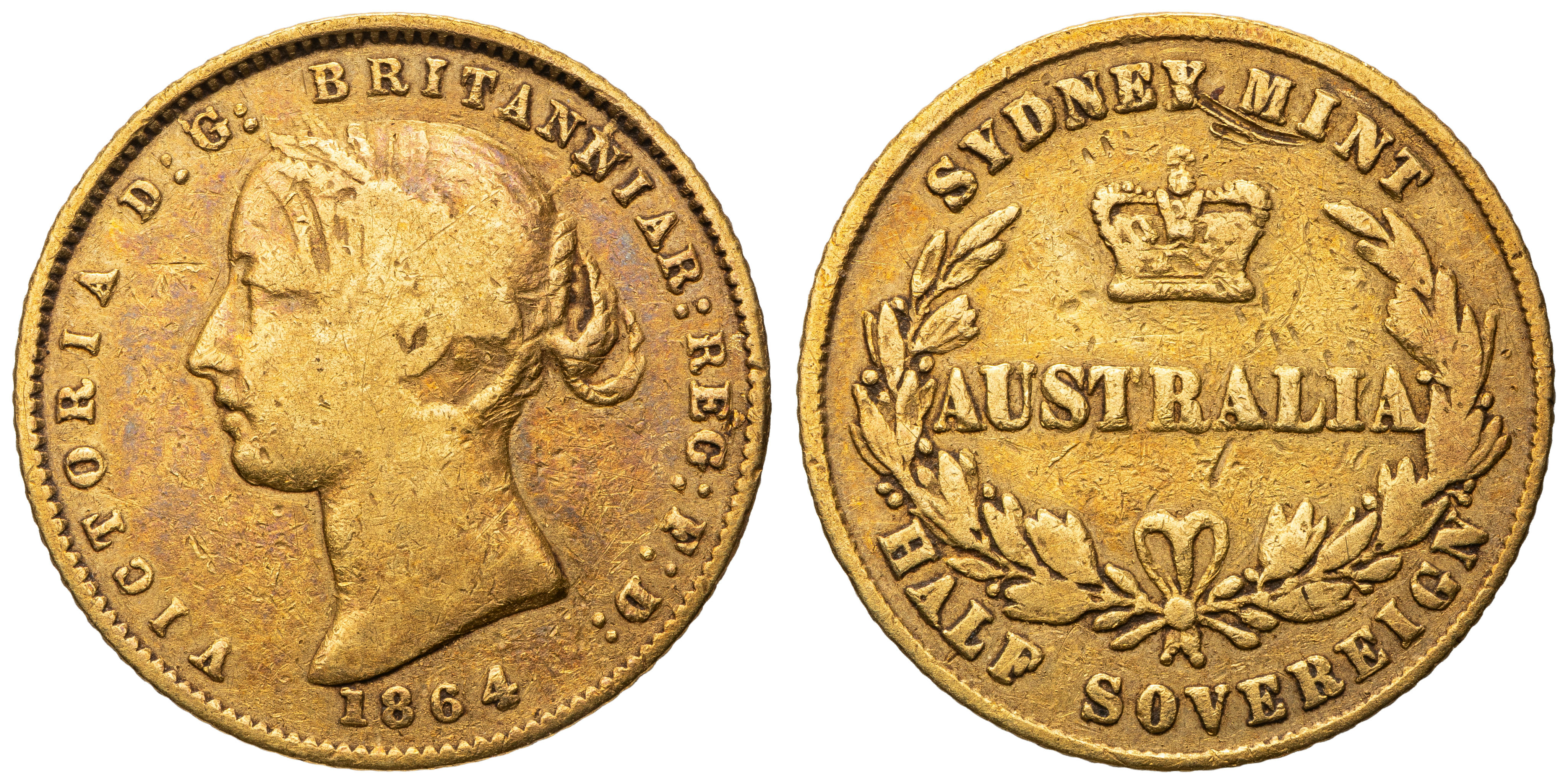 Victoria, Half Sovereign, 1864, VG