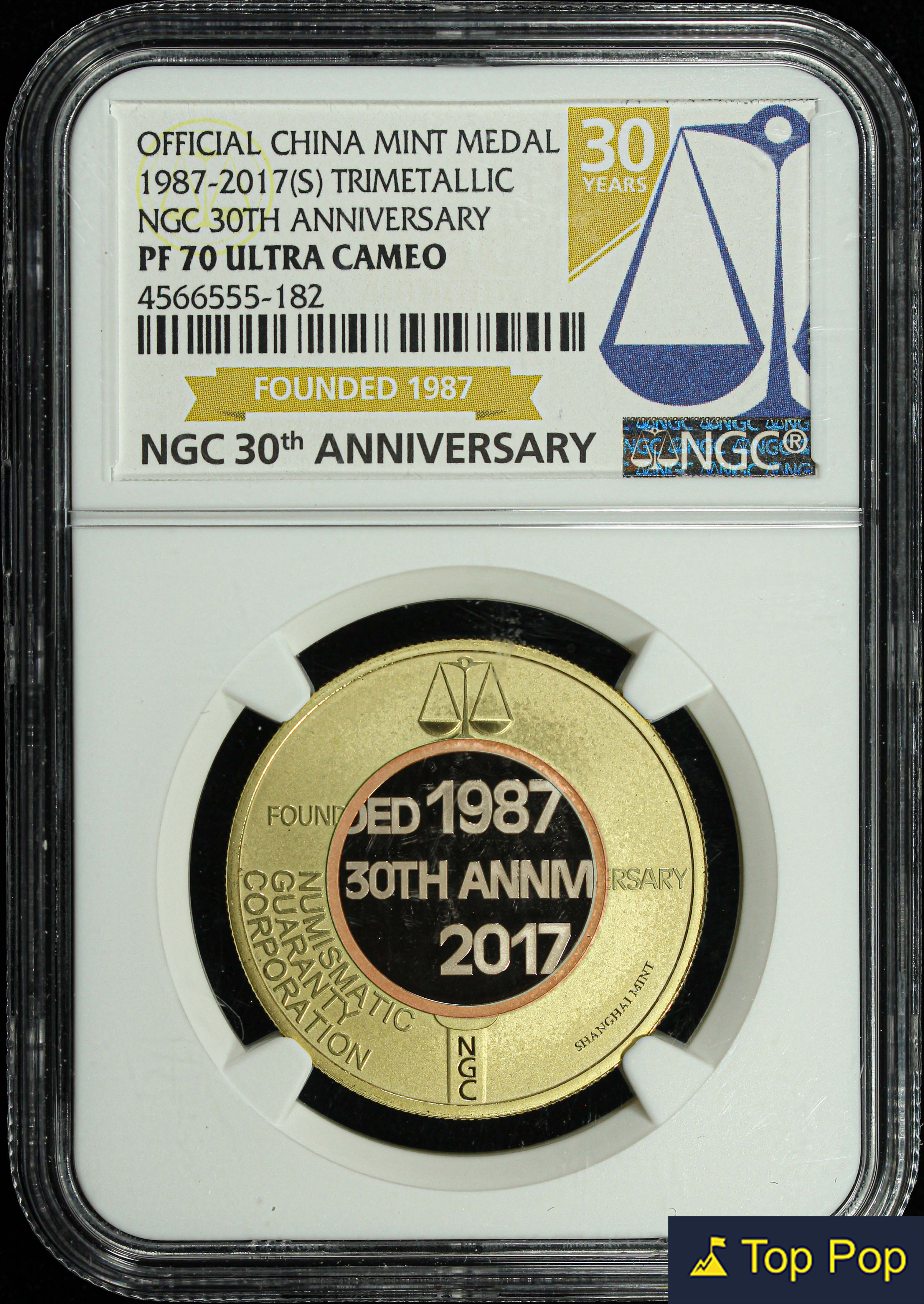 China, 2017, 30th Anniversary of NGC Medal, Top pop, NGC PF70UC