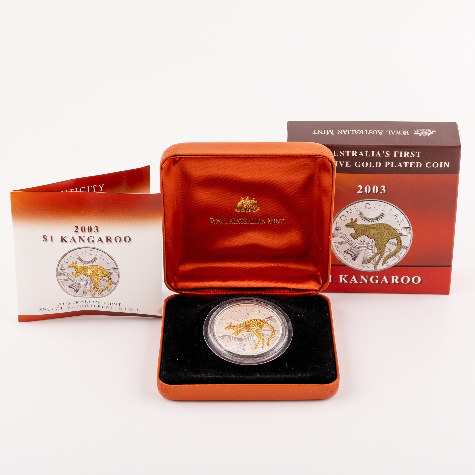 Elizabeth II, Australia's First Selective Gold Plated Coin, One Dollar, 2003, UNC
