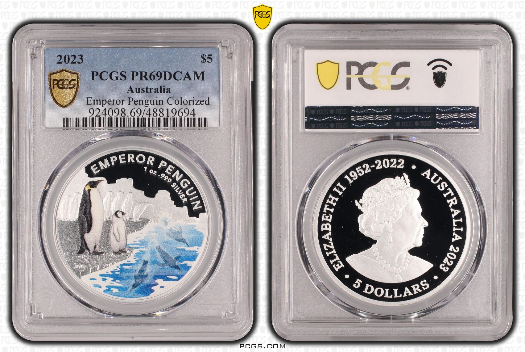 Emperor Penguin Colorized, Five Dollar, 2023, PCGS PR69DCAM