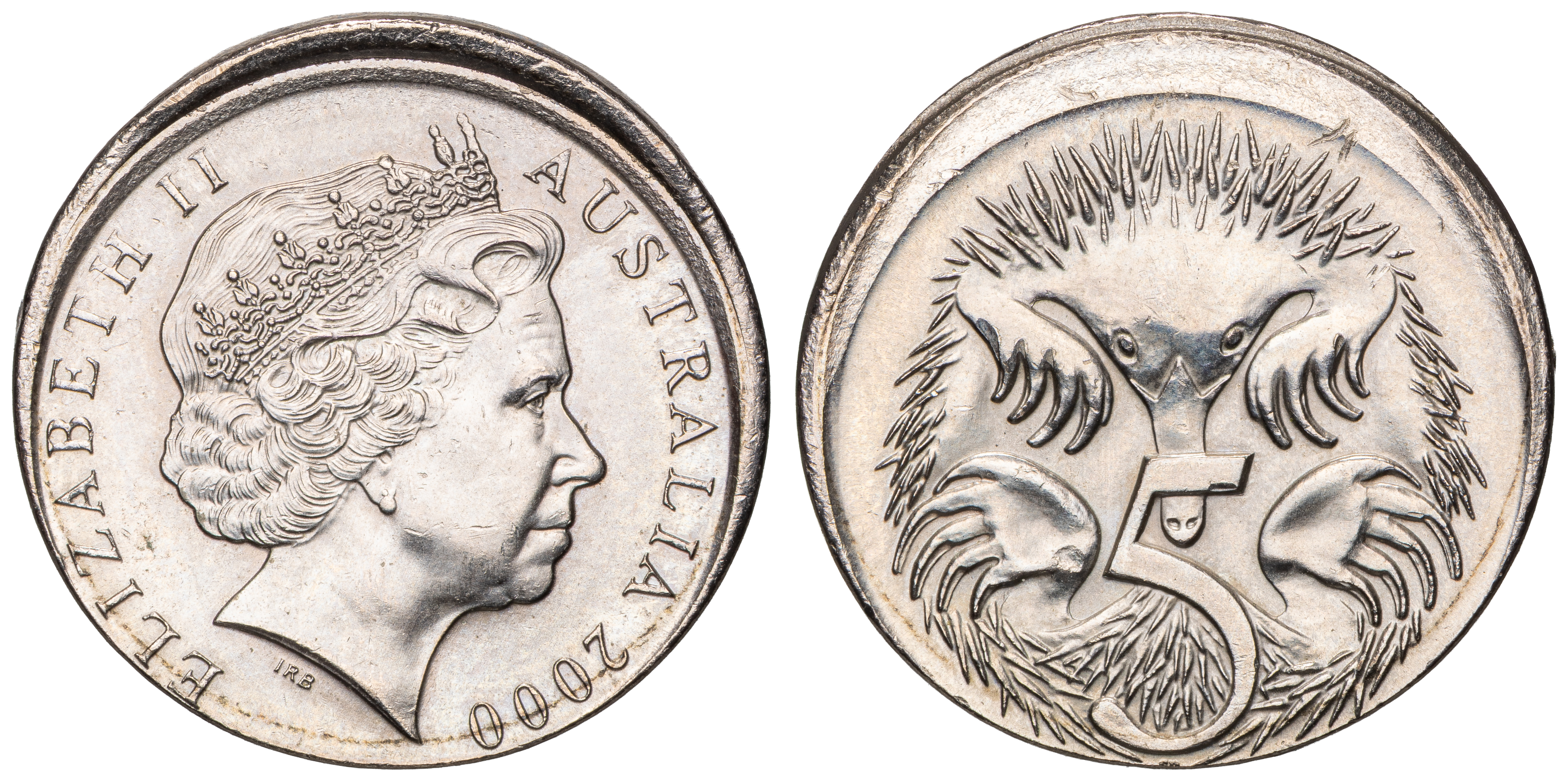 Elizabeth II, Mistrike, Five Cents, 2000, UNC