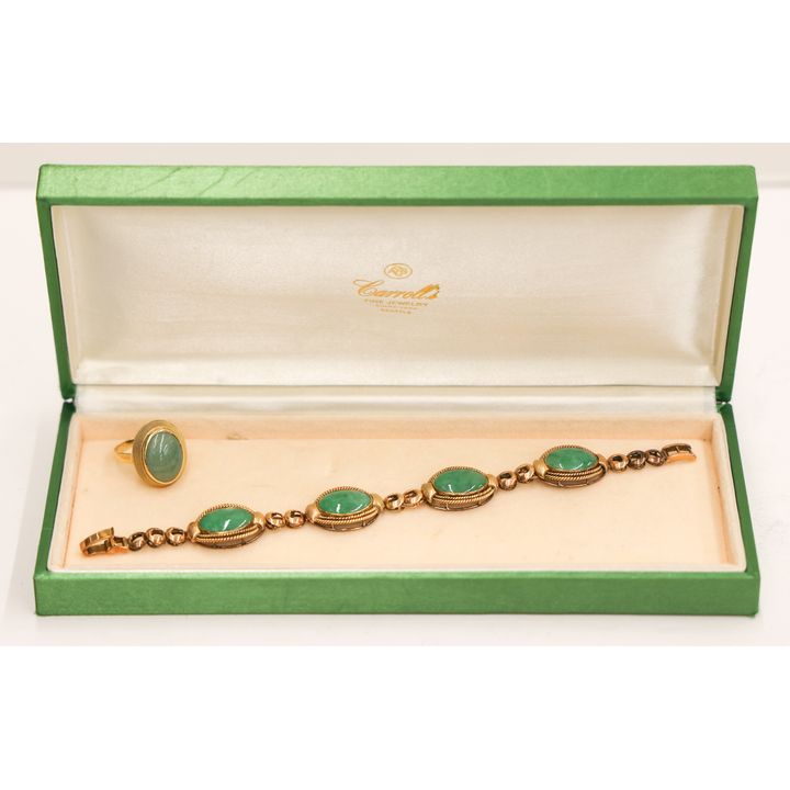 2pc Ladies 14k/18k Jadeite Ring and Bracelet