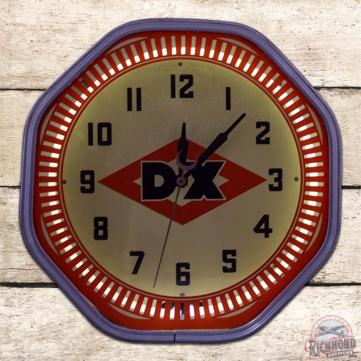 DX Gasoline Motor Oil 18" Octagon Neon Advertising Clock