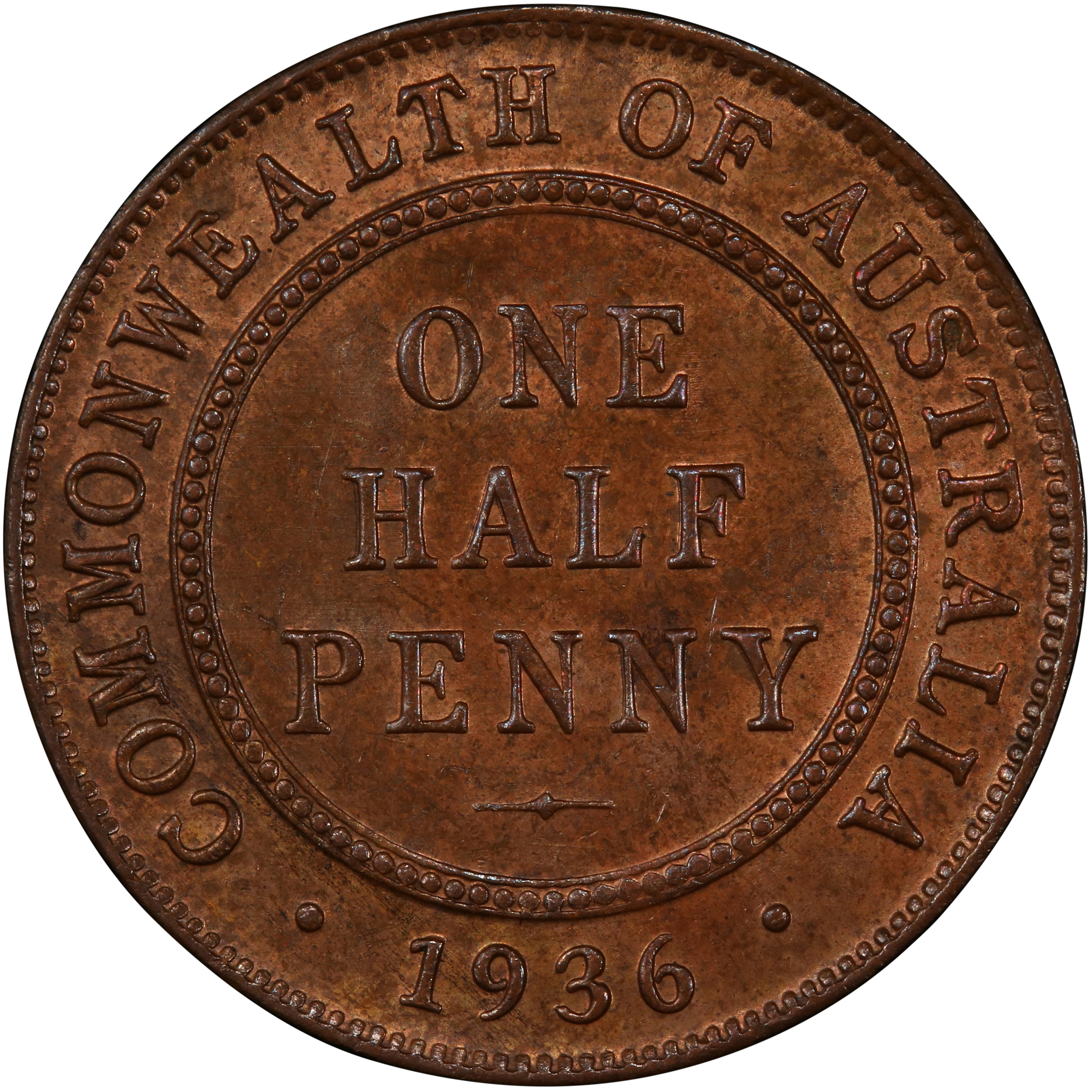 George V, Halfpenny, 1936, MS 64 RB
