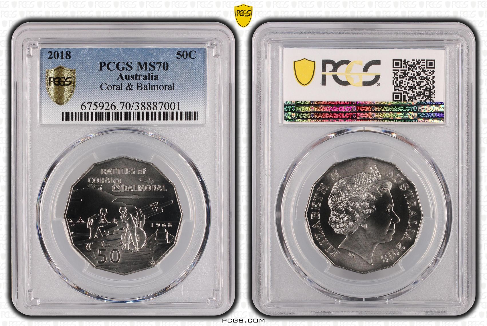 375 · Coral & Balmoral, POP 7/0, Fifty Cent, 2018, PCGS MS70