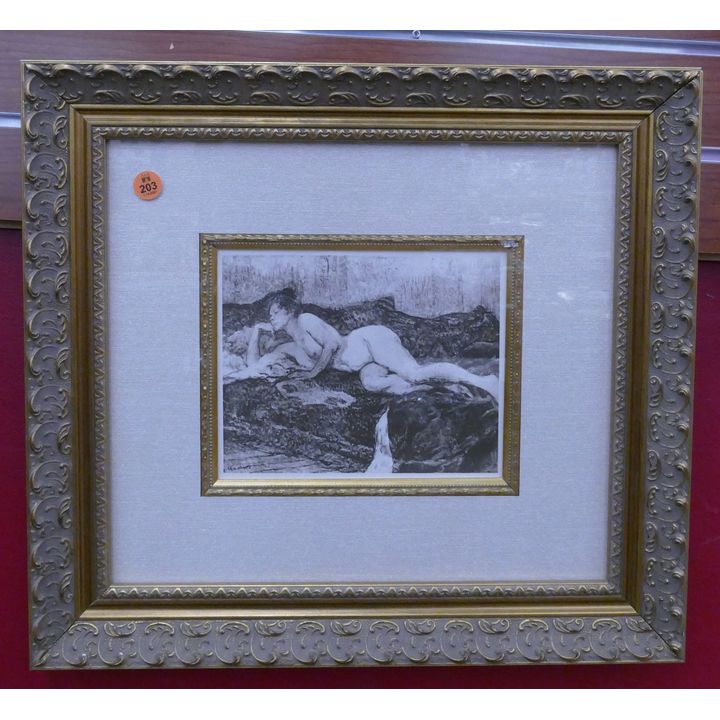 Toulouse Lautrec 'Femme Nue Etendue Sur Un Divan' Lithograph on Japon Paper with COA- 16x17'' Gallery framed