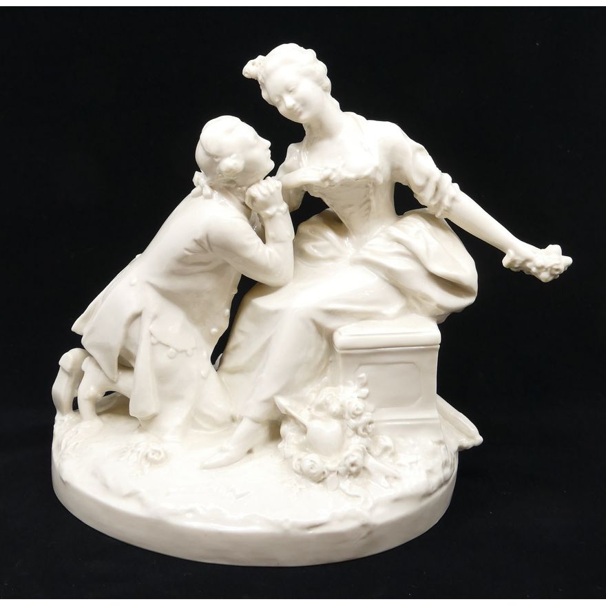 Sevres Blanc de Chine Lovers Porcelain Group- 9"