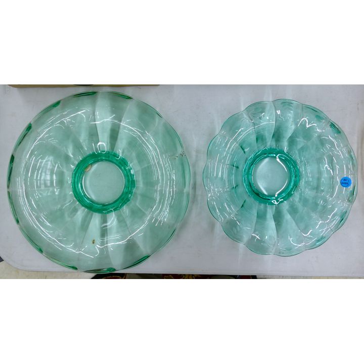 2pc Turquoise Glass Centerpiece Bowls