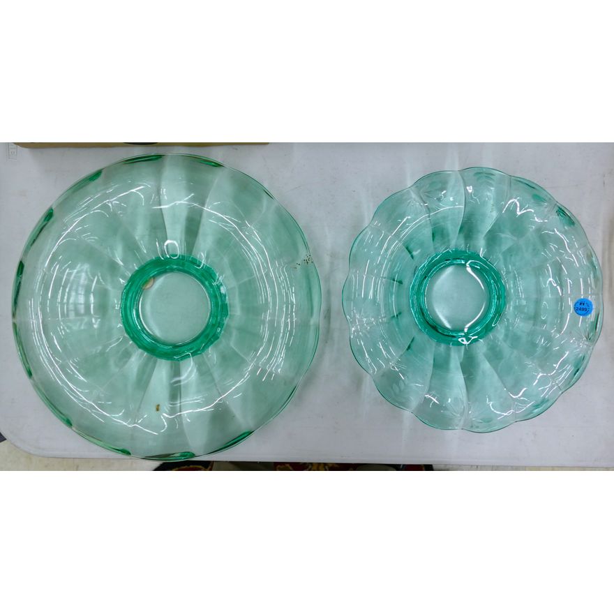 2pc Turquoise Glass Centerpiece Bowls