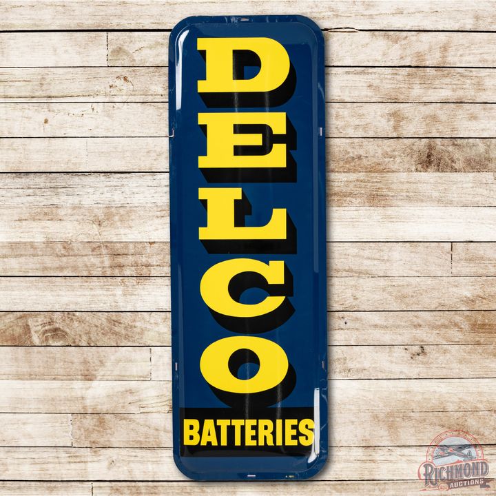 5' Delco Batteries Vertical Metal Sign TAC 9.75